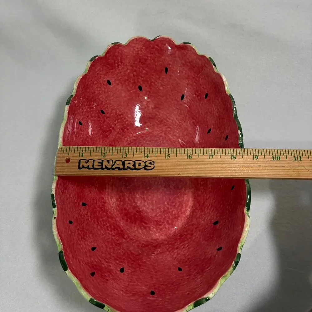 Watermelon Decorative Serving Bowl Set Ceramic with 3 Small Bowls Cookout BBQ